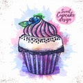 Watercolor sweet cupcake Royalty Free Stock Photo