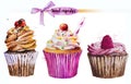 Watercolor sweet cupcake Royalty Free Stock Photo