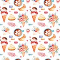 Watercolor sweets background