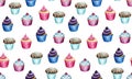 Watercolor sweets, seamless pattern