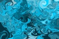 Watercolor swirl with deep blue, cyan, gray and indigo color. Wave clothes or marble style. Luxury abstract texture backgrounds.