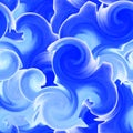 Watercolor swirl seamless pattern. Spiral waves blue textured background Royalty Free Stock Photo