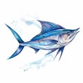 Watercolor Swordfish Clipart With White Background