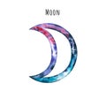 Watercolor symbol of Moon. Hand drawn illustration is isolated on white. Astrological sign