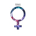 Watercolor symbol of Venus. Hand drawn illustration is isolated on white. Astrological sign