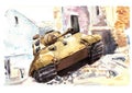 Watercolor tank. King tiger