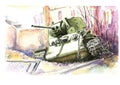 Watercolor tank. KV1