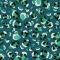 Watercolor teal leopard animal small print seamless texture background
