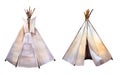 Watercolor teepee. Boho syle images.Ethnic america