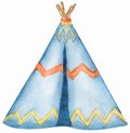 Watercolor teepee tent illustration for invitation, wedding or greeting cards