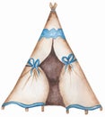 Watercolor teepee tent illustration for invitation, wedding or greeting cards