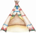 Watercolor teepee tent illustration for invitation, wedding or greeting cards