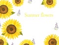 Watercolor template with sunflowers for invitations, fliers, cards