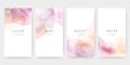 Watercolor templates for postcard, cover, booklet, social media story. Wedding, cosmetics or beauty concept.