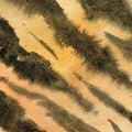 Watercolor texture imitation of tiger skin, animal color. Dark brown stripes on an orange background. Illustration. Watercolor abs Royalty Free Stock Photo