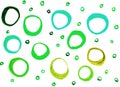 Watercolor texture with round spots hand-drawn circles, green and olive rings isolated on white background