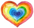 Watercolor textured rainbow heart