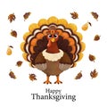 Watercolor Thanksgiving card template with a Thanksgiving Turkey illustration Vector Royalty Free Stock Photo