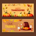 watercolor thanksgiving horizontal banners set vector design Royalty Free Stock Photo