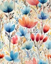 Watercolor Tile Pattern Background AI Generated