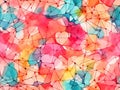 Watercolor tiles pattern. Colorful stained glass windows abstract wallpaper. For fabric design. Created with generative AI tools Royalty Free Stock Photo