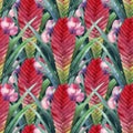 Watercolor tillandsia cyanea pattern