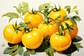 watercolor tomatoes isolated on white , AI Generated