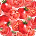 Watercolor Tomatoes Seamless Background