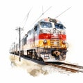 Watercolor Train Connection Illustration