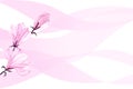 Watercolor transparent magnolia. Hand painted flowers with ribbons. Illustration