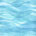 Watercolor transparent sea ocean wave teal turquoise colored background. Watercolour hand painted waves illustration