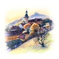 Watercolor sketch of Bamberg