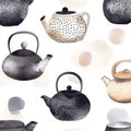 Watercolor tea pot pattern hand drawing Royalty Free Stock Photo