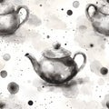 Watercolor tea pot pattern hand drawing Royalty Free Stock Photo