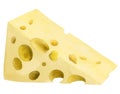 Watercolor triangle piece of Swiss cheese, emmental or cheddar with holes illustration. Milk food, dairy product clipart