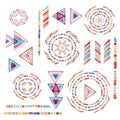 Watercolor tribal elements set for ethnic design