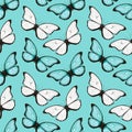 Watercolor tropic exotic butterfly seamless pattern. Spring background with butterfy for textile, wallpaper, greeting cards