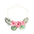 Watercolor tropical floral geometric frame Royalty Free Stock Photo