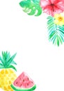 Watercolor tropical card template