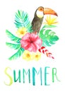 Watercolor tropical card template