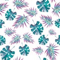 Watercolor tropical colorful monstera leaves pattern