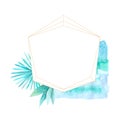 Watercolor tropical floral geometric frame Royalty Free Stock Photo