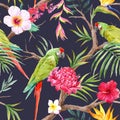 Watercolor tropical floral pattern