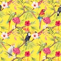 Watercolor tropical floral pattern