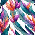 Watercolor Tropical flower plant background seamless patterns generative ai art