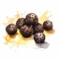 Watercolor Truffles With Chocolate Glaze Royalty Free Stock Photo