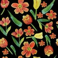 Watercolor tulip pattern