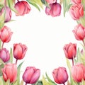 Watercolor tulips frame Royalty Free Stock Photo