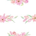 Watercolor tulips seamless pattern. International women's day. For design, card, print or background