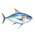 watercolor tuna fish isolated on white background generative AI